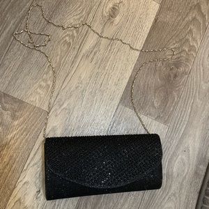 Black rhinestone,glitter,and sequin clutch crossbody